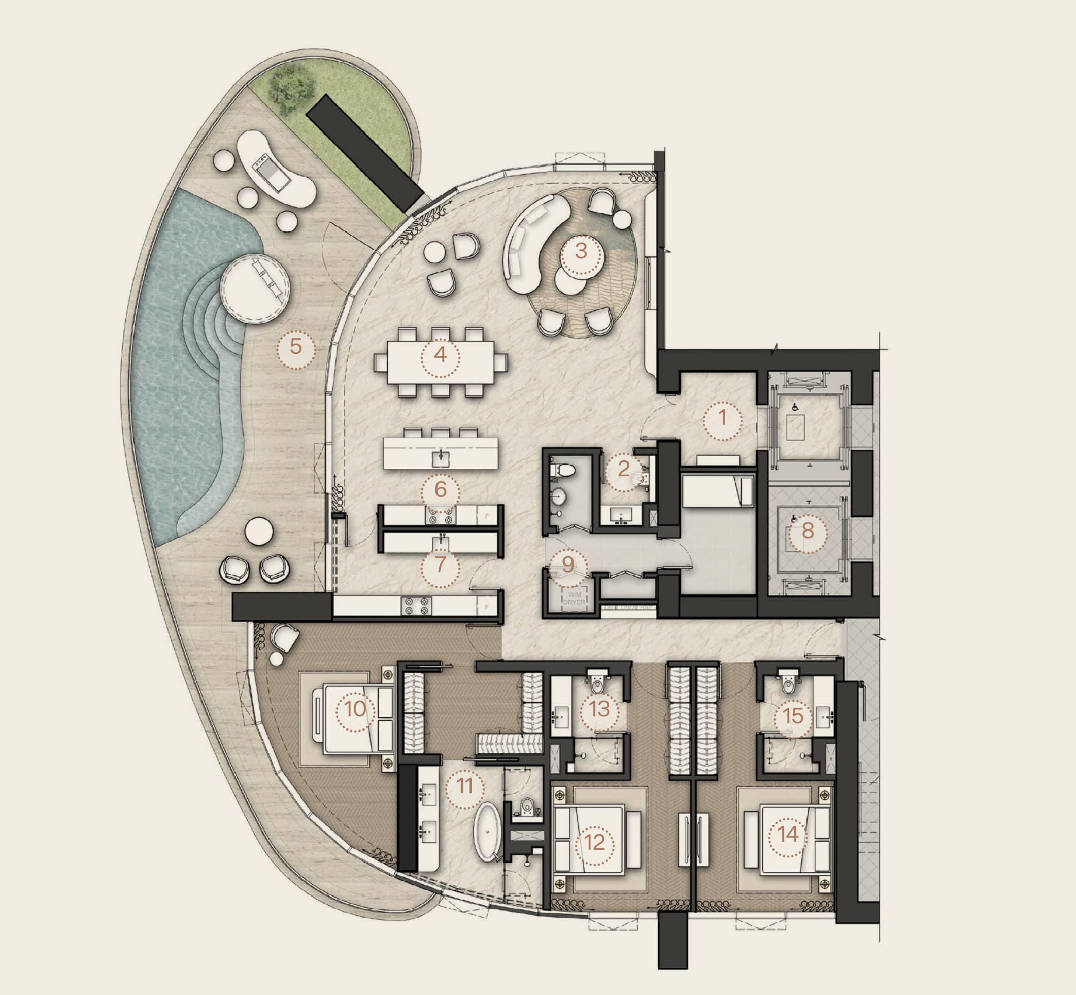 Floor plan, Tower B 3 BR · Sea Sanctuary C